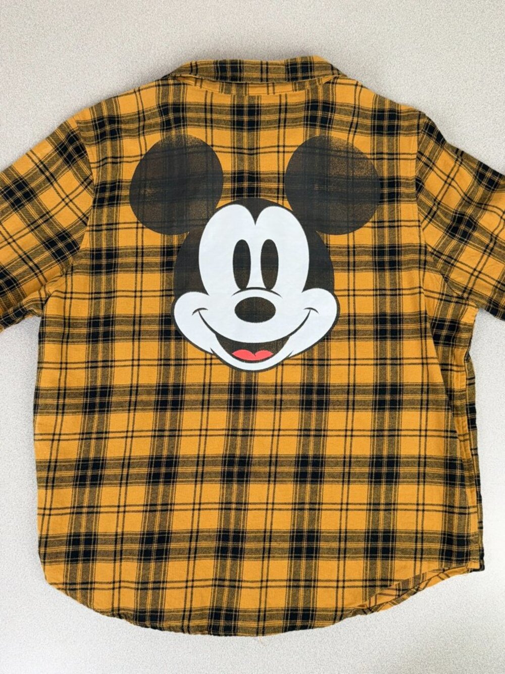 Disney Minnie Mouse Plaid Flannel Shirt Button Up Pink Black Size M Disneycore